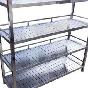 Kệ Inox 201 4 Tầng Có Đục Lỗ D1000 x R400 x C1500