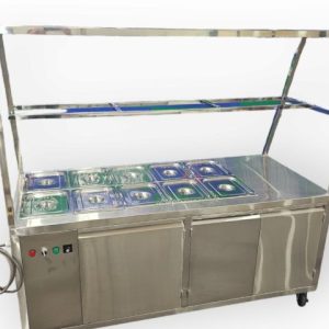 Tủ Hâm Nóng Thức Ăn 10 Khay Inox 201 Có Bàn Thao Tác THN08201