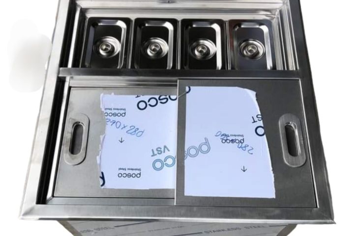 Thùng Đá Inox Âm Quầy Có Khay Topping TDTP5554 - 304